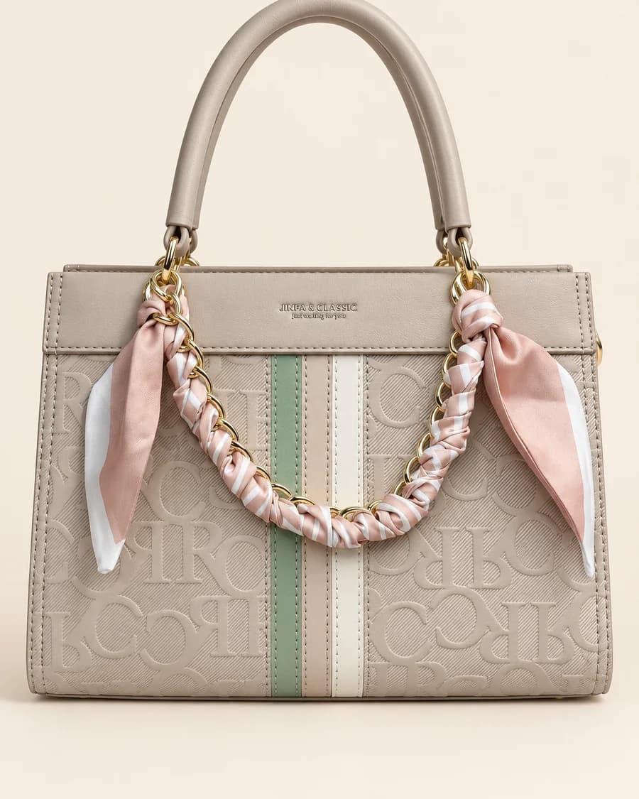 Scarf Handbag, Grey — studio packshot