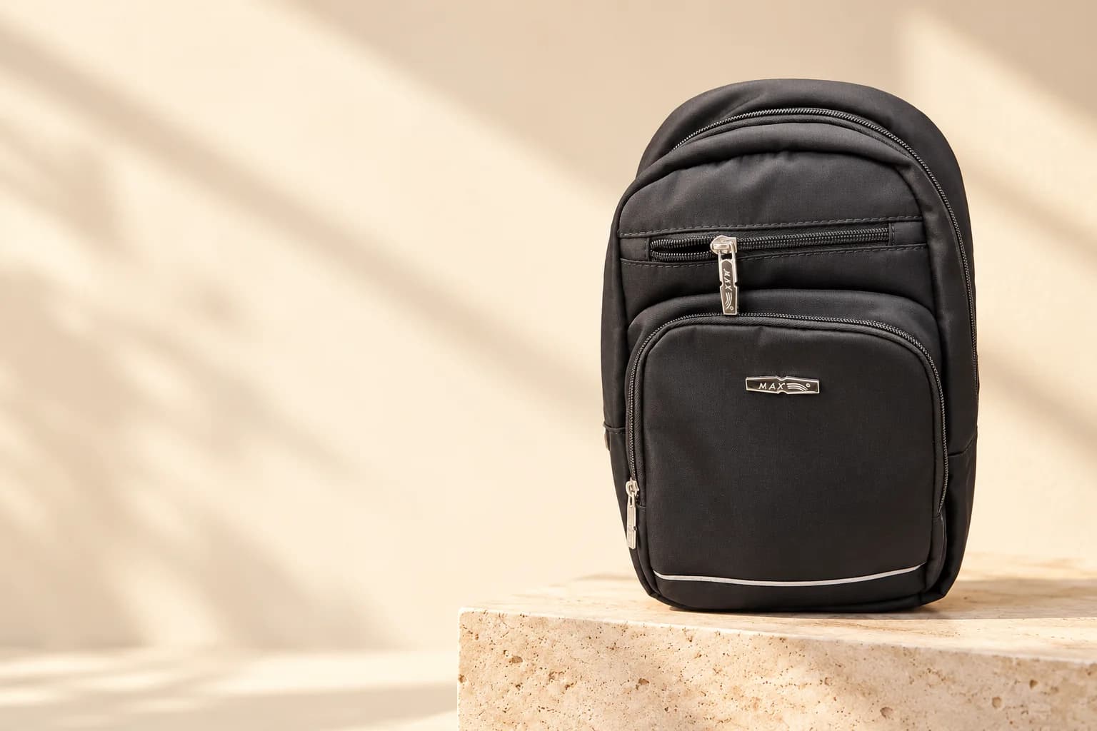 Sling Chest Bag on a travertine block